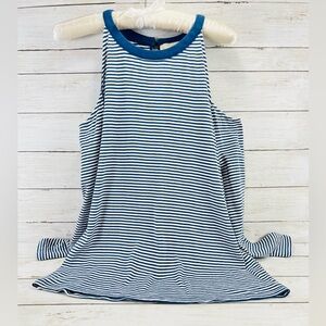 LOFT Cold Shoulder Off The Shoulder Striped Shirt Size XS Lose Fit coastal cool